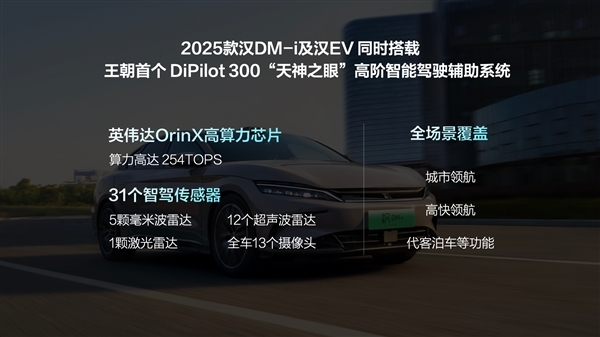 激光雷达+DiPilot 300天神之眼加持：比亚迪2025款汉智驾型开启交付