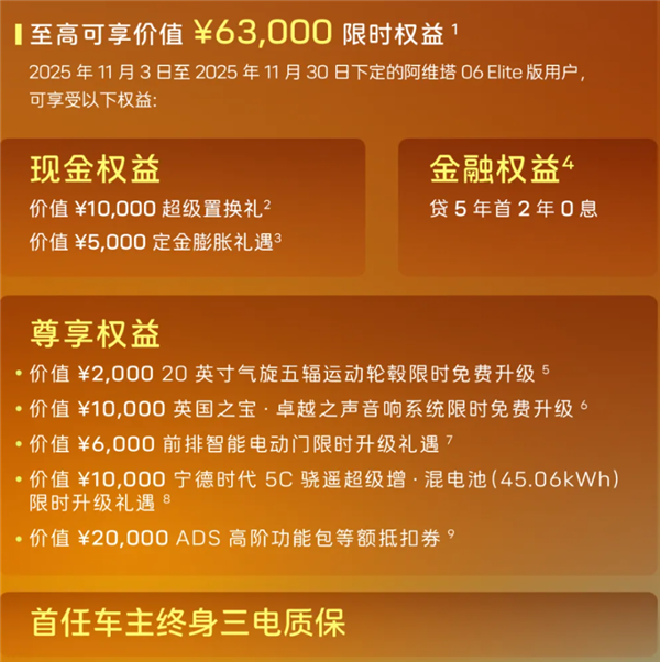 标配华为192线激光雷达！阿维塔06 Elite版上市：20.49万起