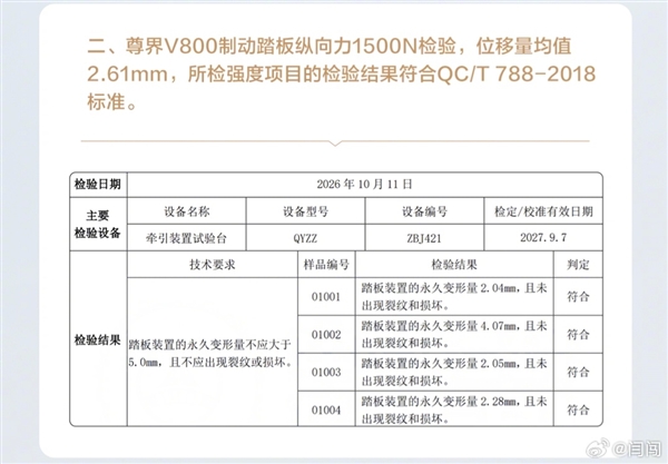 尊界V800车主博主闫闯晒官方升级刹车踏板细节：11月更新 包含S800车型